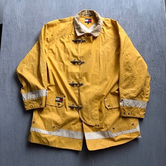 Tommy Hilfiger Other - Vintage Tommy Hilfiger Fire Fighter Jacket XL Yellow 90s Maritime Expedition